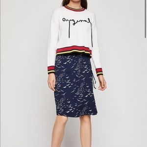 BCBGeneration White and Red Crew Neck Sweater